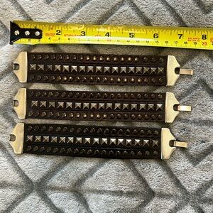 Rocker inspired leather three band cuff